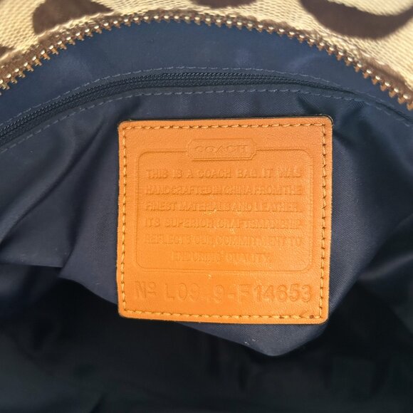 Vintage Y2K Coach Patchwork Pink Blue Leather Signature Print Shoulder Tote Bag - Picture 11 of 12